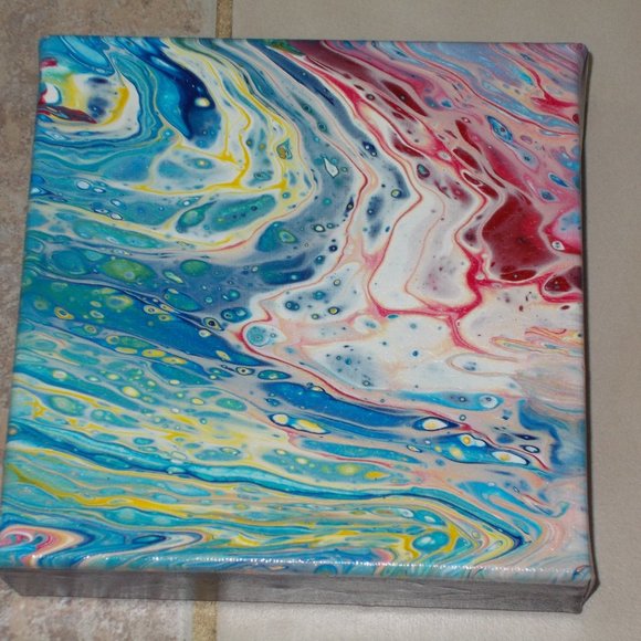 COPY - New Multicolor acrylic abstract painting, 6x6x1.5" - Picture 2 of 4